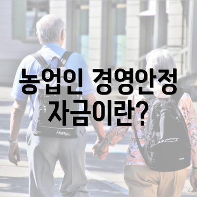 농업인 경영안정자금이란?