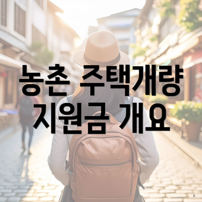 농촌 주택개량 지원금 개요