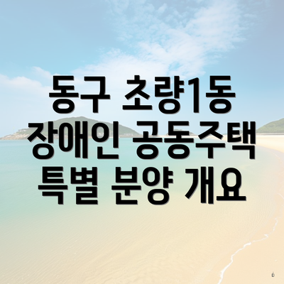 동구 초량1동 장애인 공동주택 특별 분양 개요