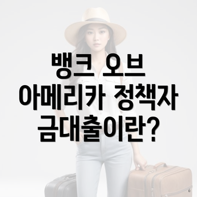 뱅크 오브 아메리카 정책자금대출이란?