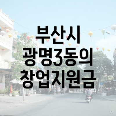 부산시 광명3동의 창업지원금