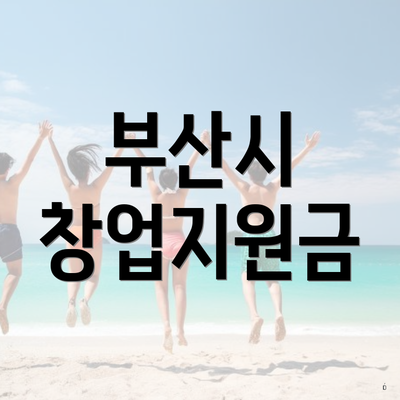 부산시 창업지원금