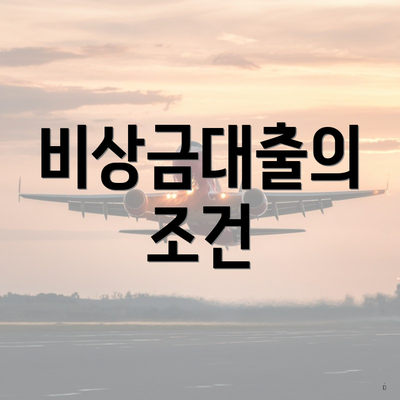 비상금대출의 조건