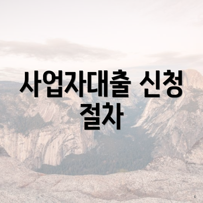 사업자대출 신청 절차