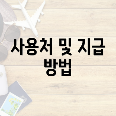 사용처 및 지급 방법