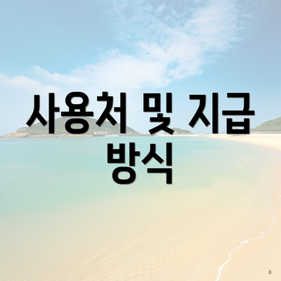 사용처 및 지급 방식