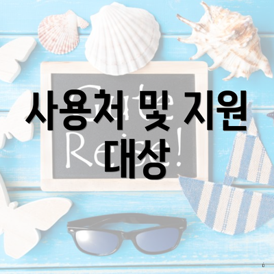 사용처 및 지원 대상