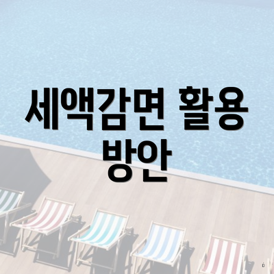 세액감면 활용 방안