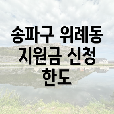송파구 위례동 지원금 신청 한도