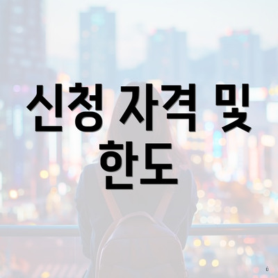 신청 자격 및 한도