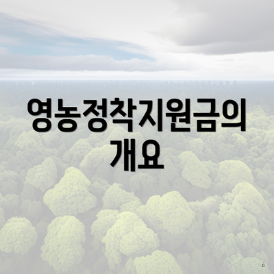 영농정착지원금의 개요