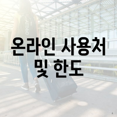 온라인 사용처 및 한도