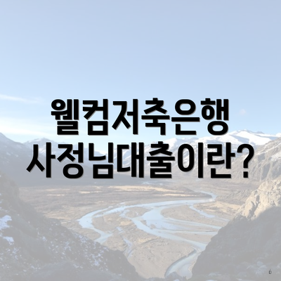 웰컴저축은행 사정님대출이란?