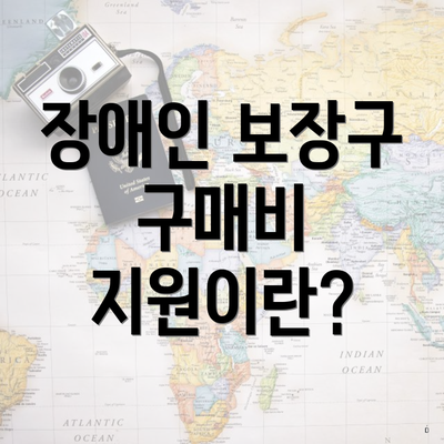 장애인 보장구 구매비 지원이란?