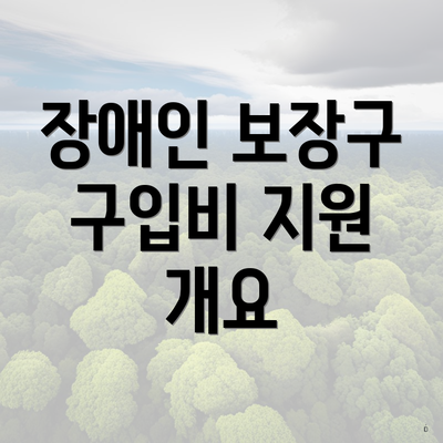 장애인 보장구 구입비 지원 개요