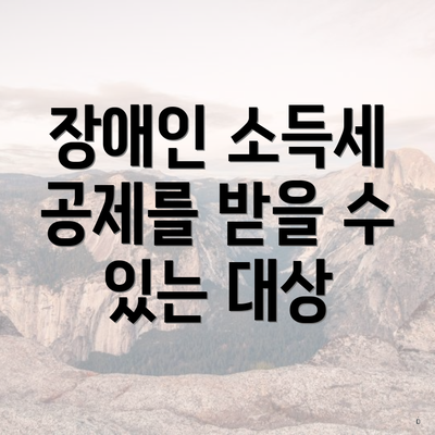 장애인 소득세 공제를 받을 수 있는 대상
