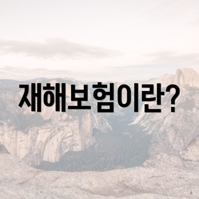 재해보험이란?