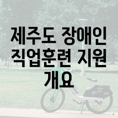 제주도 장애인 직업훈련 지원 개요