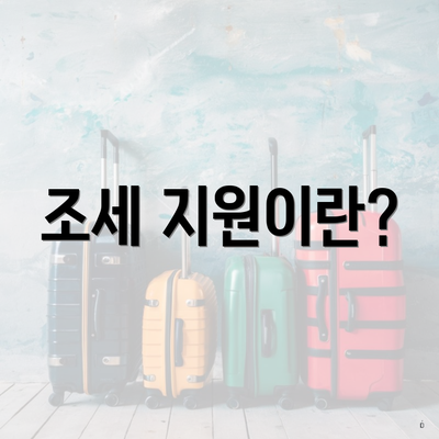 조세 지원이란?