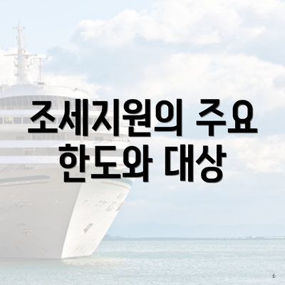 조세지원의 주요 한도와 대상