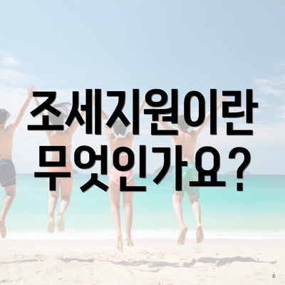 조세지원이란 무엇인가요?