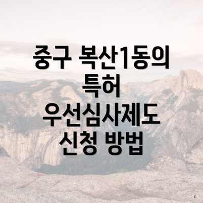 중구 복산1동의 특허 우선심사제도 신청 방법