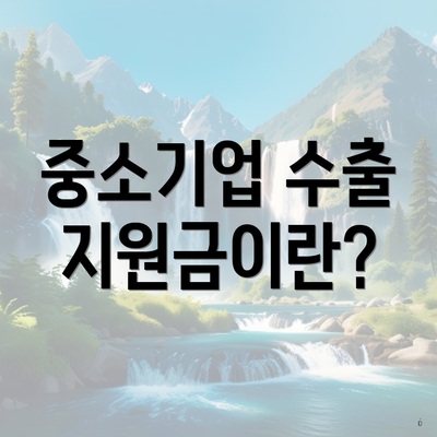 중소기업 수출 지원금이란?