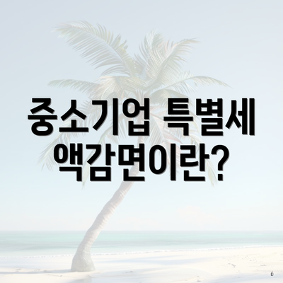 중소기업 특별세액감면이란?