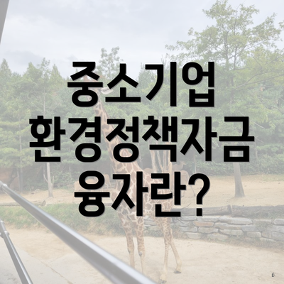 중소기업 환경정책자금 융자란?
