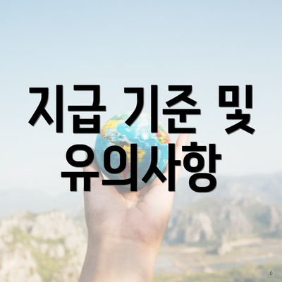 지급 기준 및 유의사항