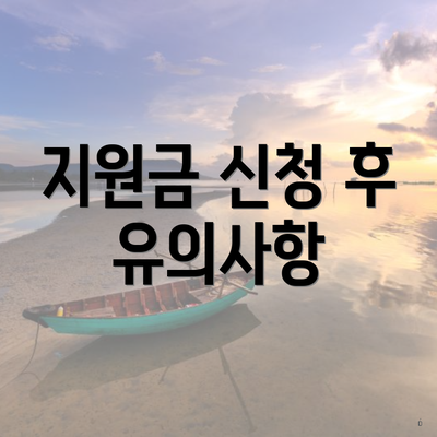 지원금 신청 후 유의사항