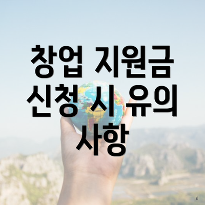 창업 지원금 신청 시 유의 사항