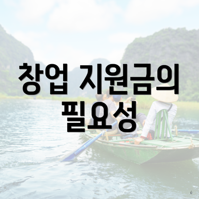 창업 지원금의 필요성