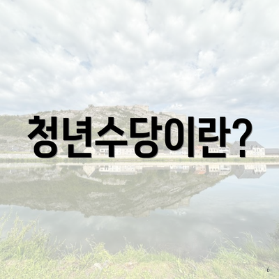 청년수당이란?