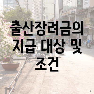 출산장려금의 지급 대상 및 조건