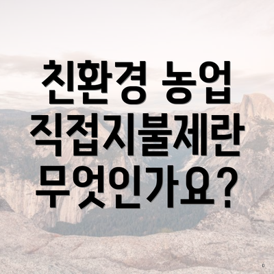 친환경 농업 직접지불제란 무엇인가요?