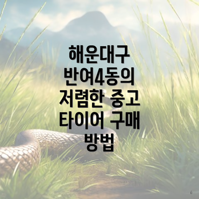 해운대구 반여4동의 저렴한 중고 타이어 구매 방법