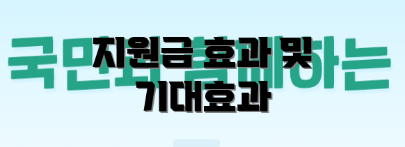 지원금 효과 및 기대효과
