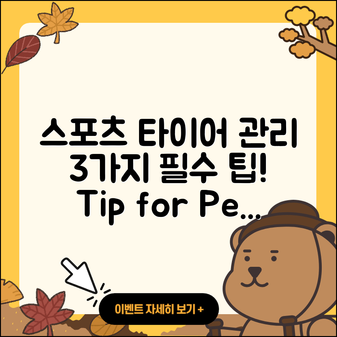스포츠 타이어 관리 3가지 필수 팁